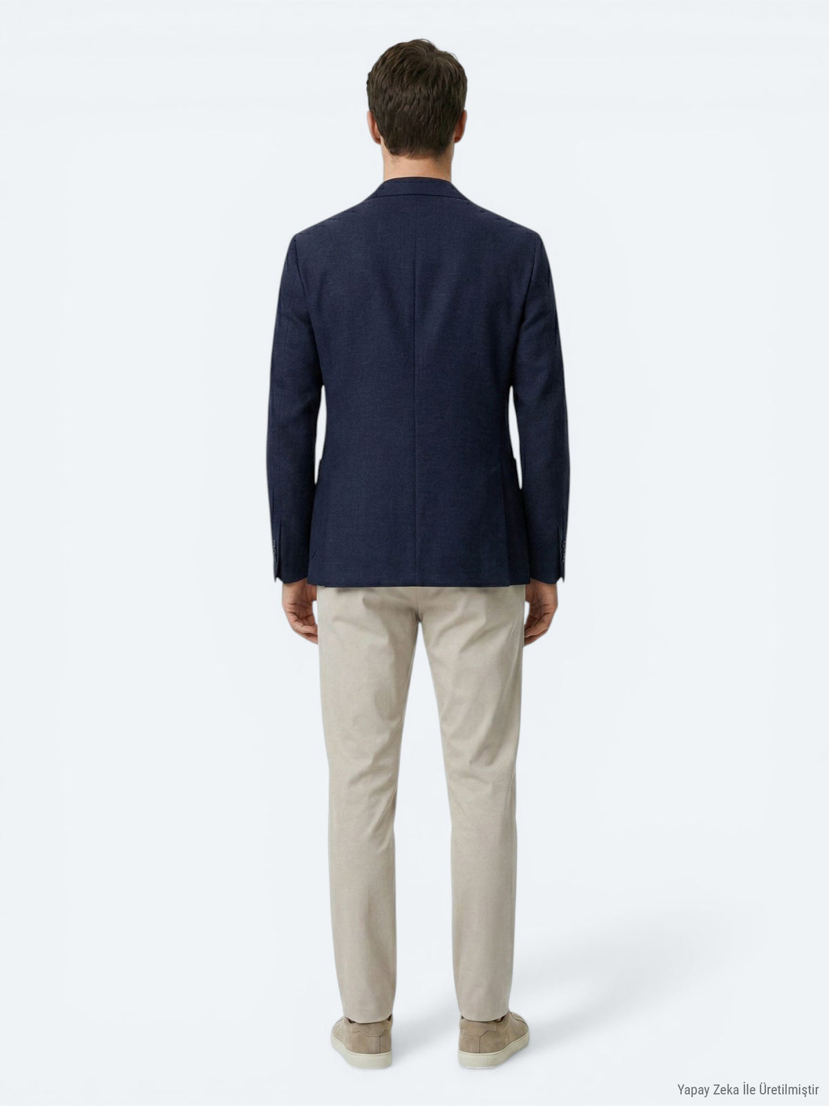 Lacivert Mikro Modern Fit Yün Karışımlı Ceket