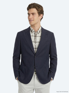 Siyah Düz Modern Fit %100 Keten Ceket