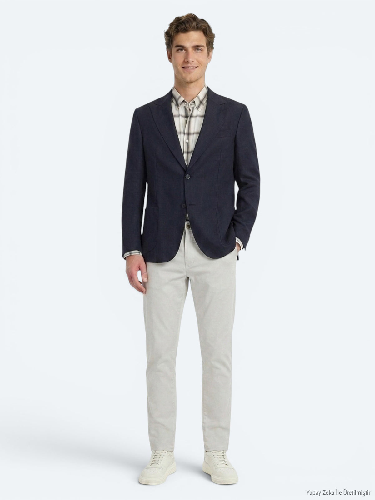 Siyah Düz Modern Fit %100 Keten Ceket