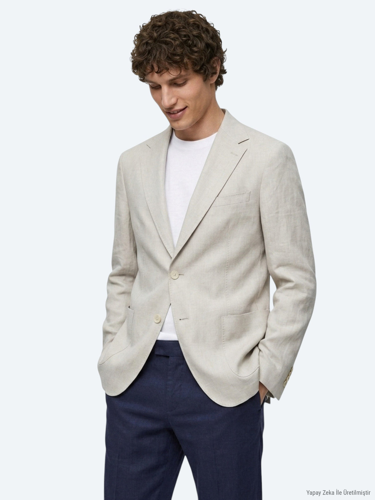 Taş Düz Modern Fit %100 Keten Ceket
