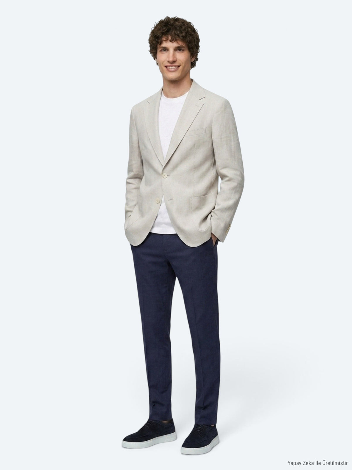 Taş Düz Modern Fit %100 Keten Ceket