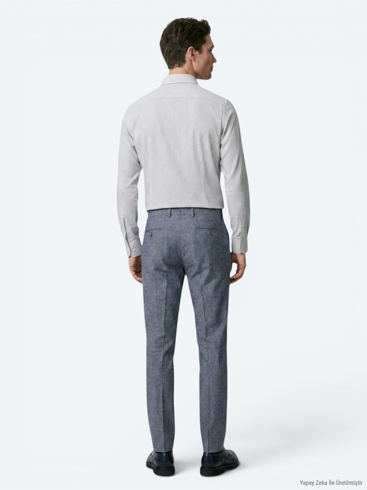 Lacivert Çizgili Regular Fit Uzun Dokuma Casual Pamuk Karışımlı Gömlek