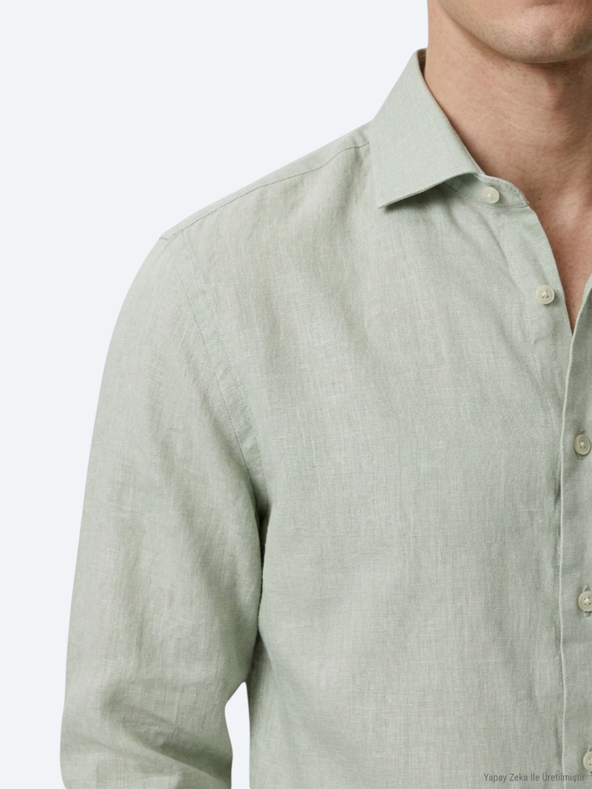 Yeşil Regular Fit Uzun Dokuma Casual Pamuk Karışımlı Gömlek