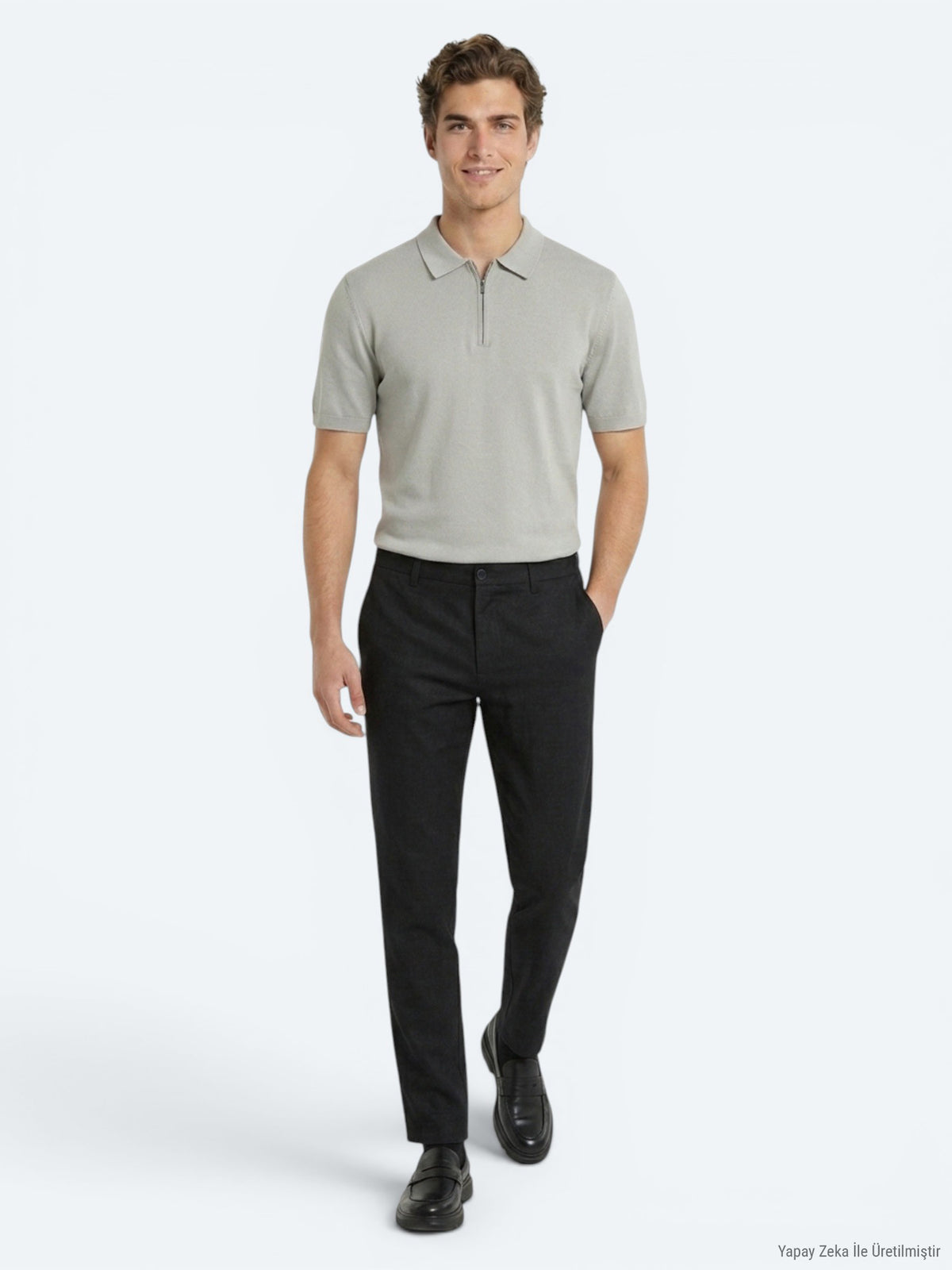 Siyah Dokuma Relaxed Fit Casual Pamuk Karışımlı Pantolon