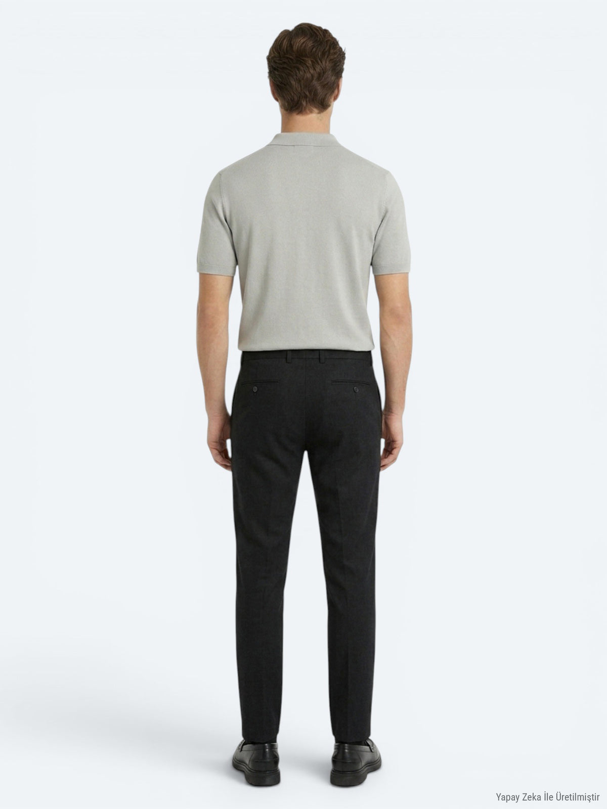 Siyah Dokuma Relaxed Fit Casual Pamuk Karışımlı Pantolon