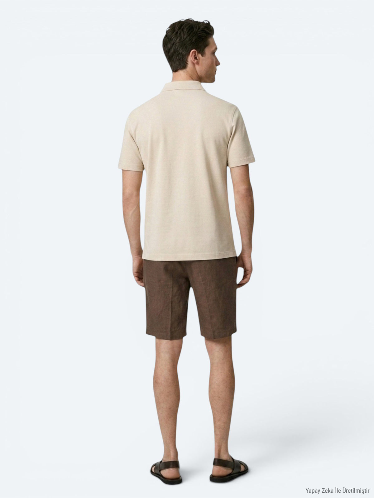 Bej Düz Pamuk Karışımlı T-Shirt