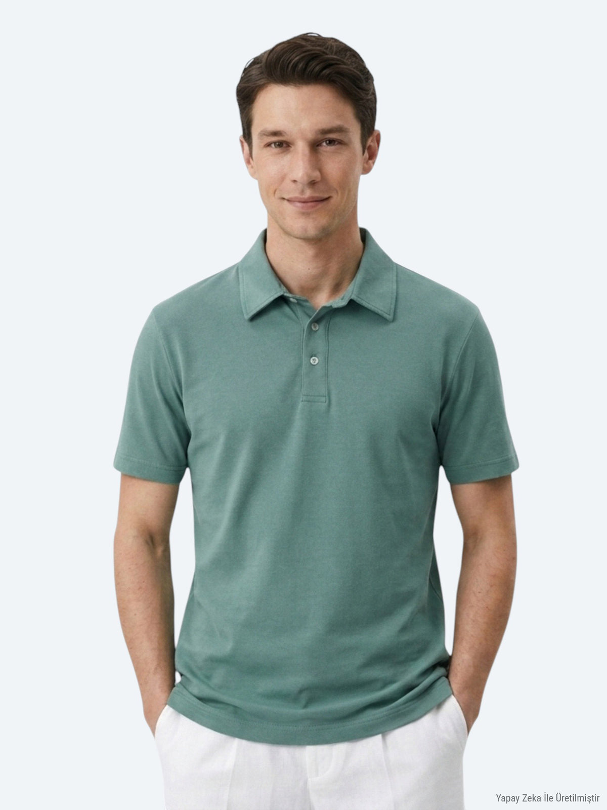 Koyu Haki Düz Pamuk Karışımlı T-Shirt