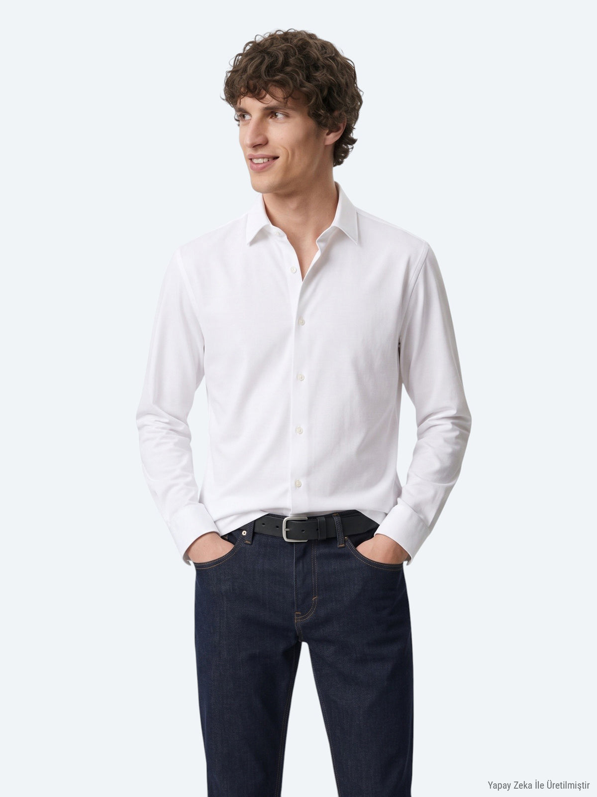 Beyaz Düz Regular Fit Uzun Casual %100 Pamuk Gömlek