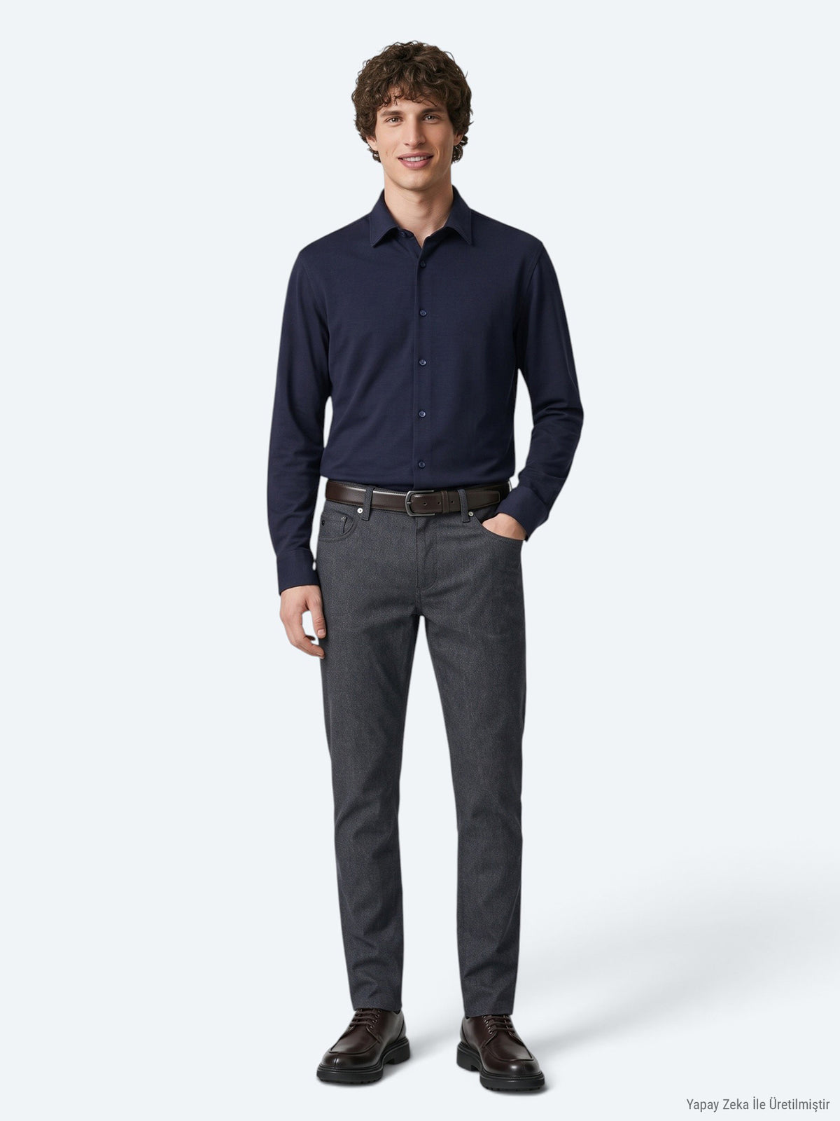 Lacivert Düz Regular Fit Uzun Casual %100 Pamuk Gömlek