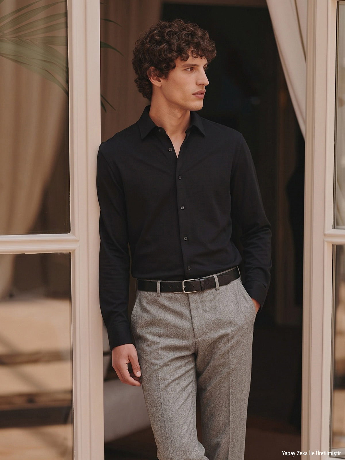 Siyah Düz Regular Fit Uzun Casual %100 Pamuk Gömlek