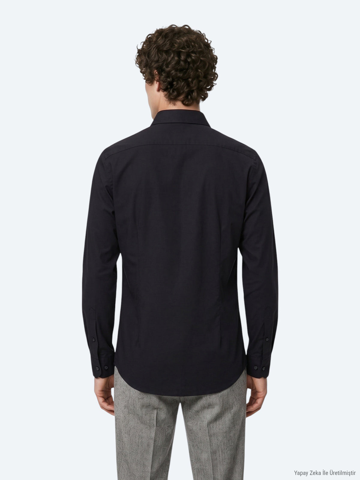 Siyah Düz Regular Fit Uzun Casual %100 Pamuk Gömlek