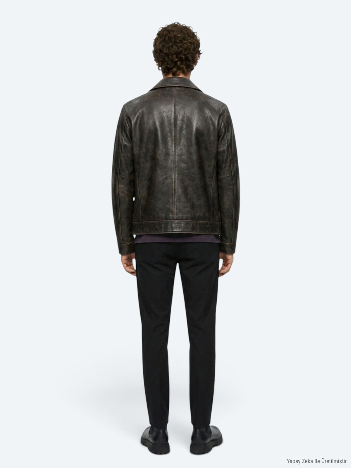 Kahverengi Regular Fit Gömlek Yaka Casual Deri Deri Mont