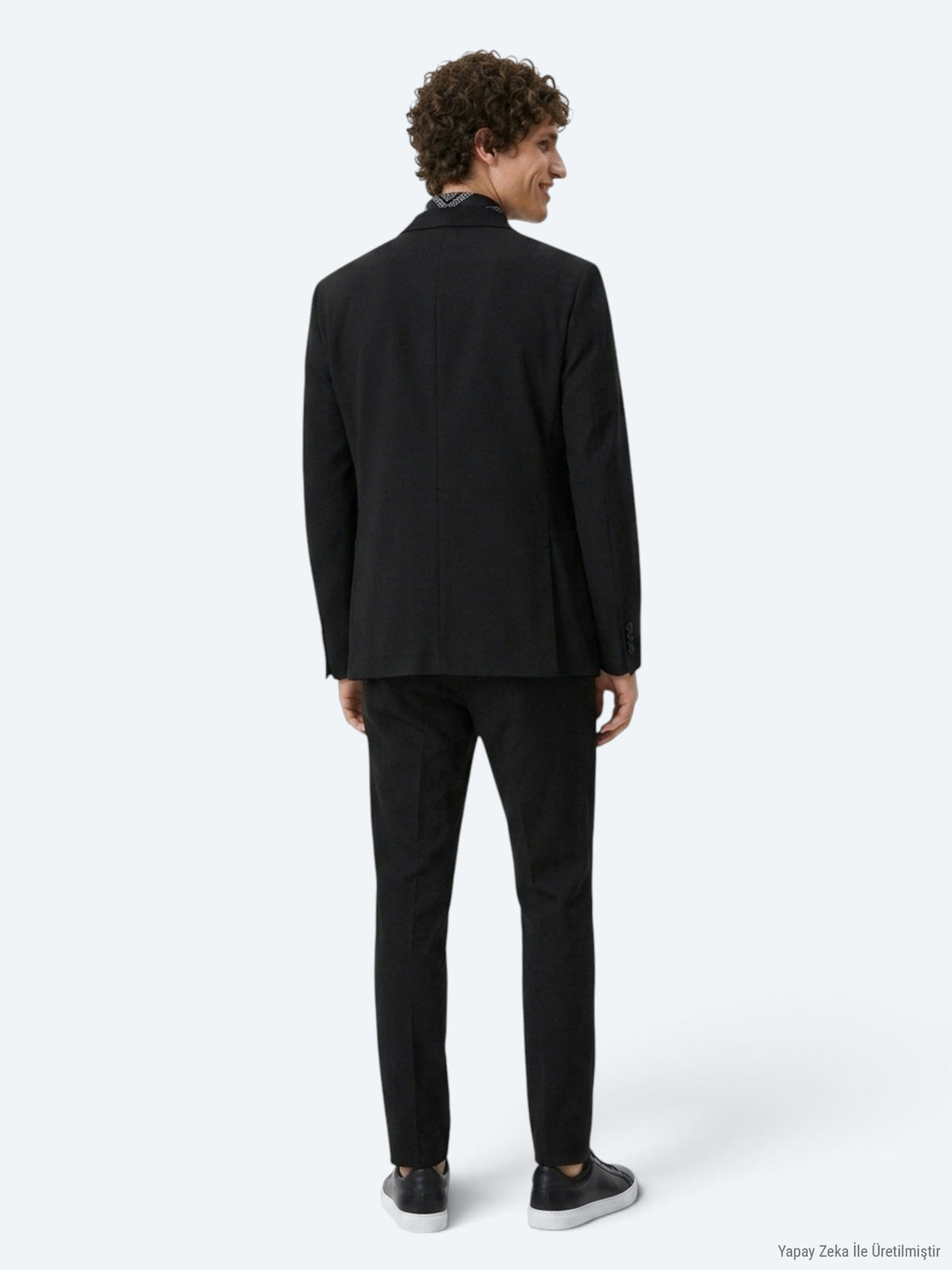 Siyah Çizgili Modern Fit Örme Takım Elbise