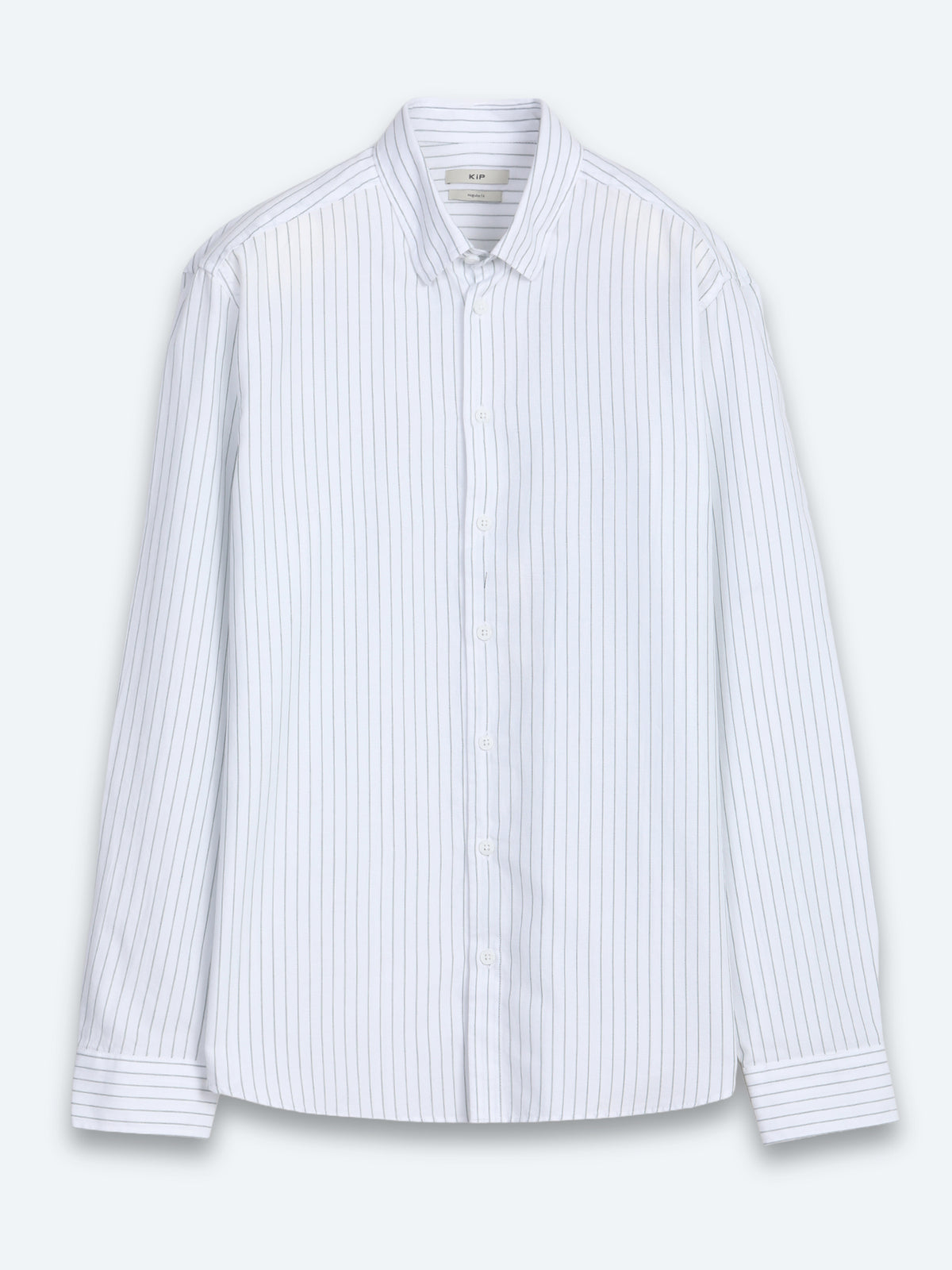 Haki Çizgili Regular Fit Uzun Dokuma Casual %100 Pamuk Gömlek