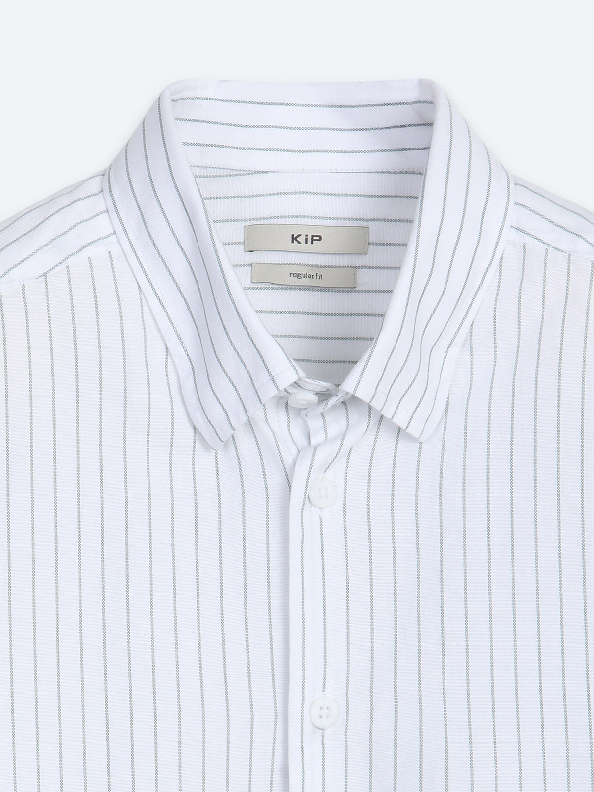 Haki Çizgili Regular Fit Uzun Dokuma Casual %100 Pamuk Gömlek
