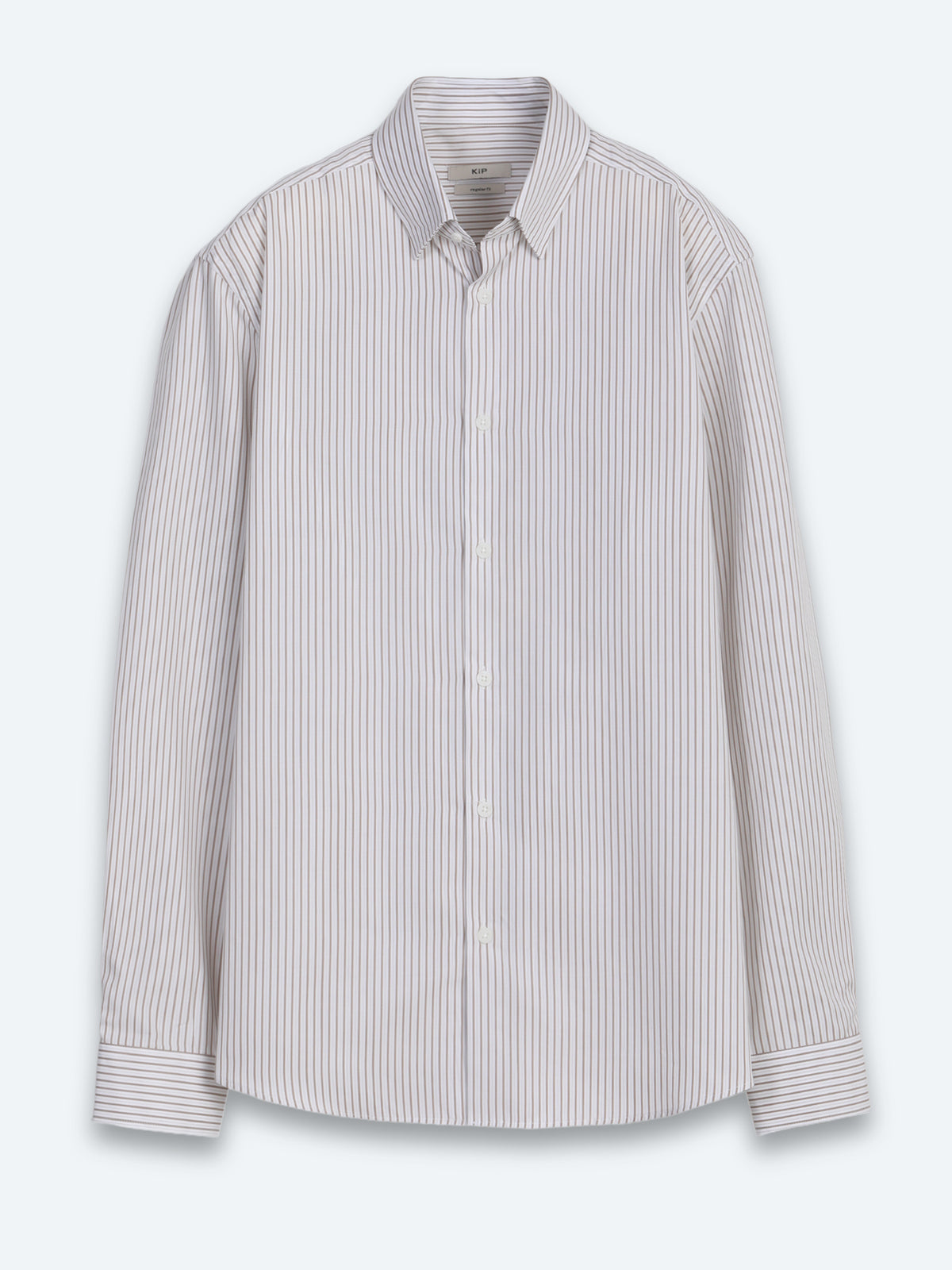 Bej Çizgili Regular Fit Uzun Dokuma Casual %100 Pamuk Gömlek