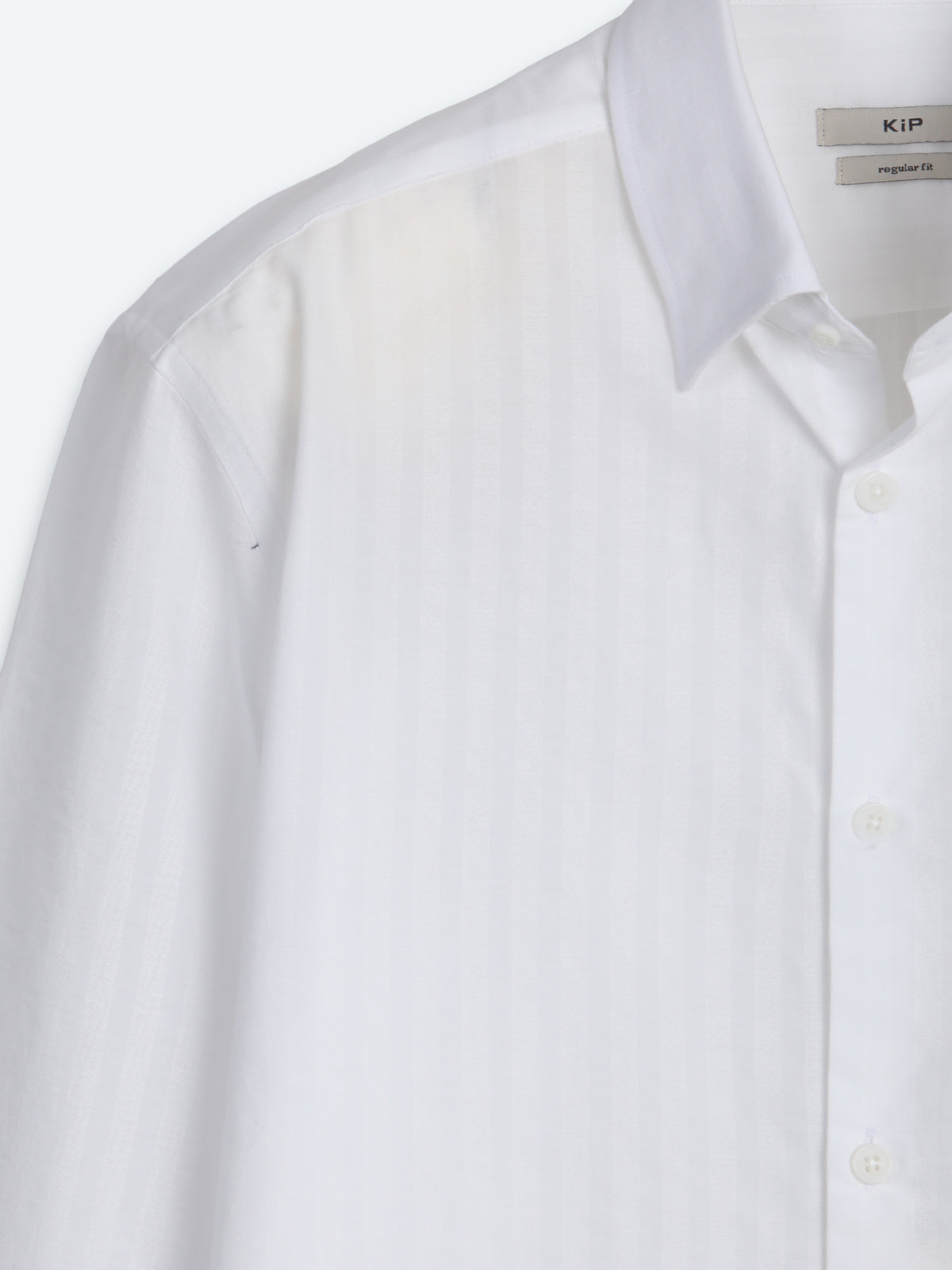 Beyaz Çizgili Regular Fit Uzun Dokuma Casual %100 Pamuk Gömlek