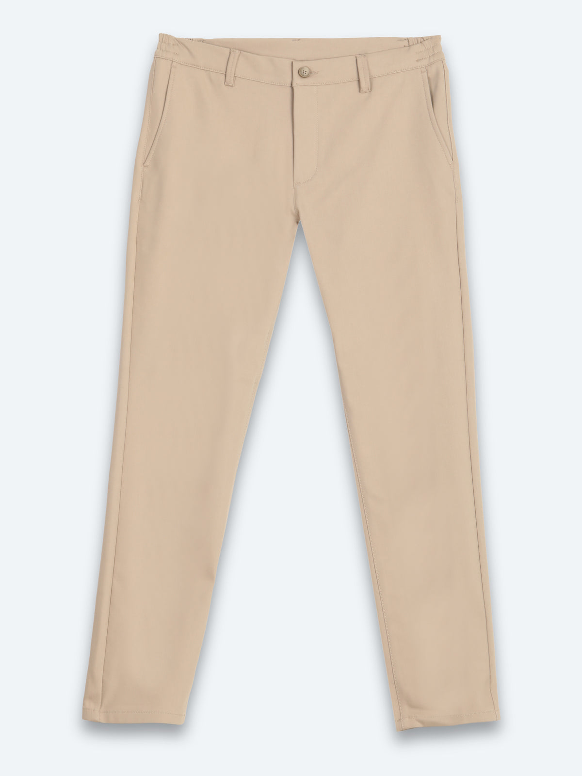 Bej Düz Dokuma Jogging Fit Casual Pamuk Karışımlı Pantolon
