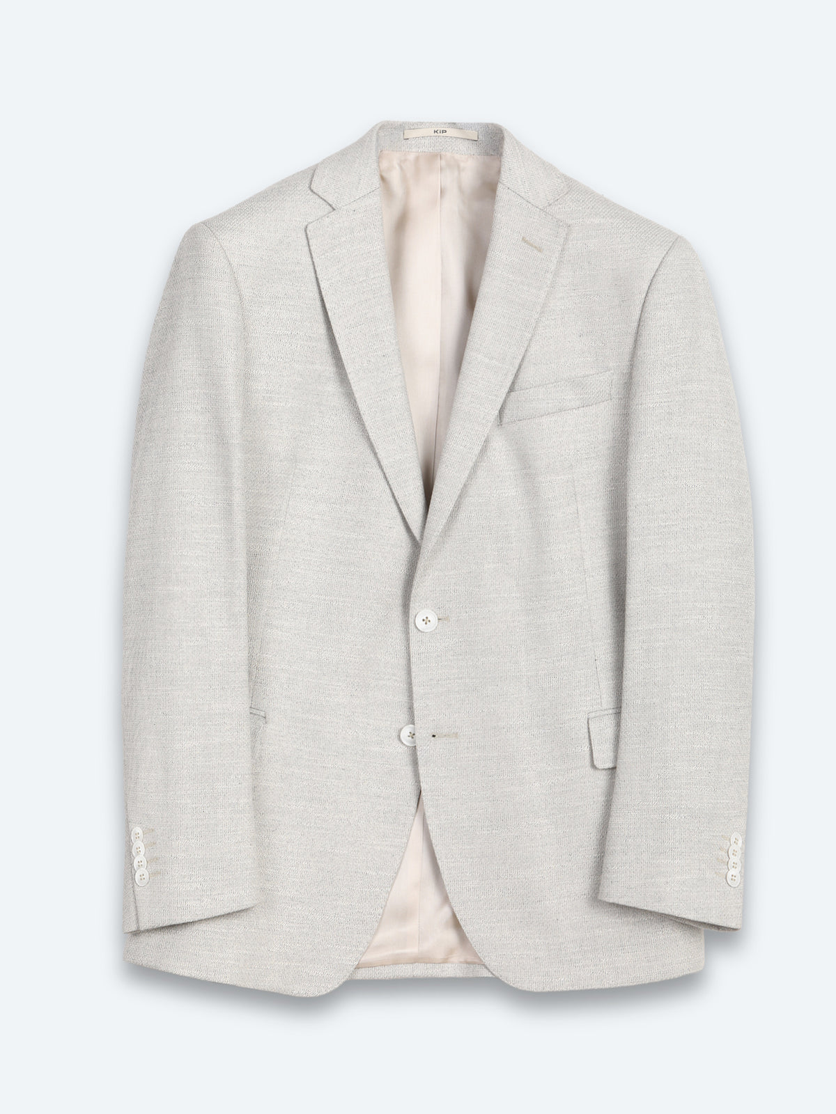 Bej Desenli Modern Fit Keten Karışımlı Ceket