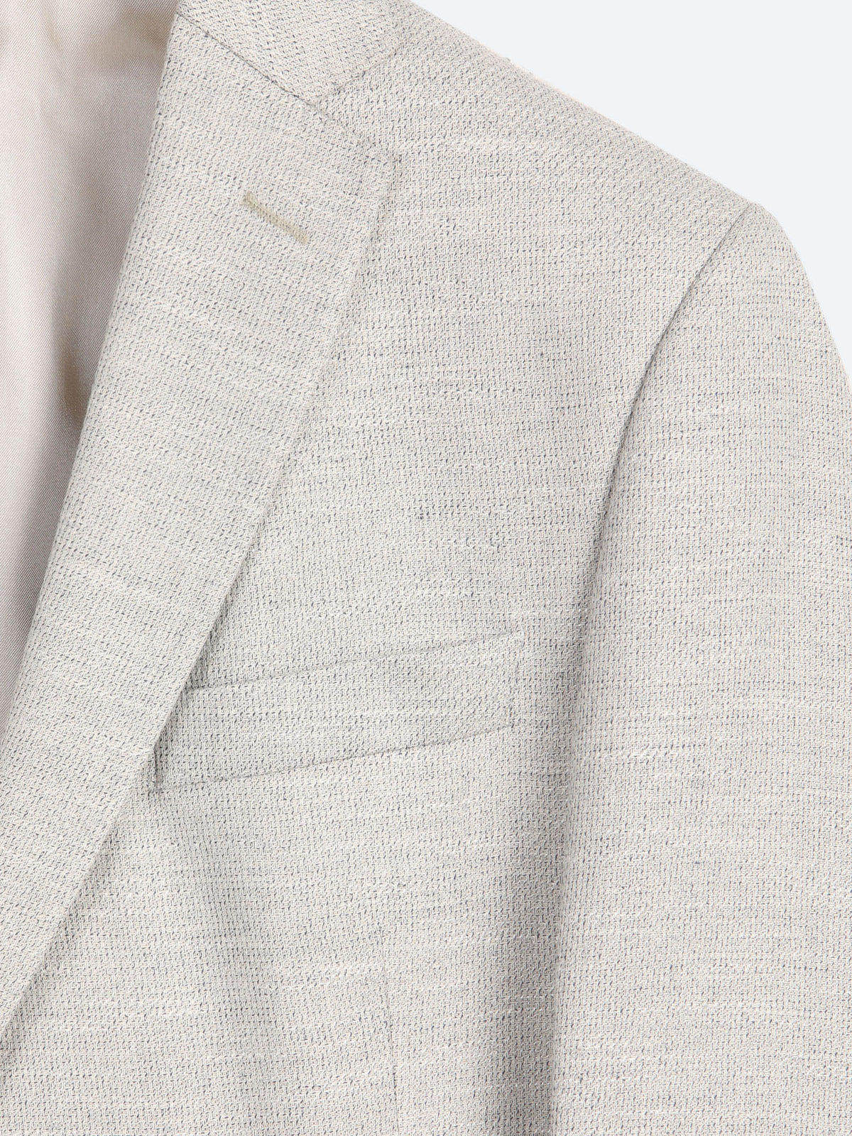 Bej Desenli Modern Fit Keten Karışımlı Ceket
