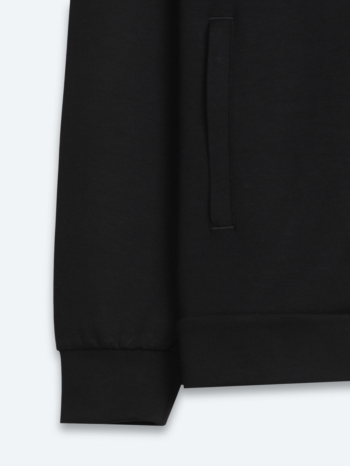 Siyah Kapüşonlu Düz Sweatshirt