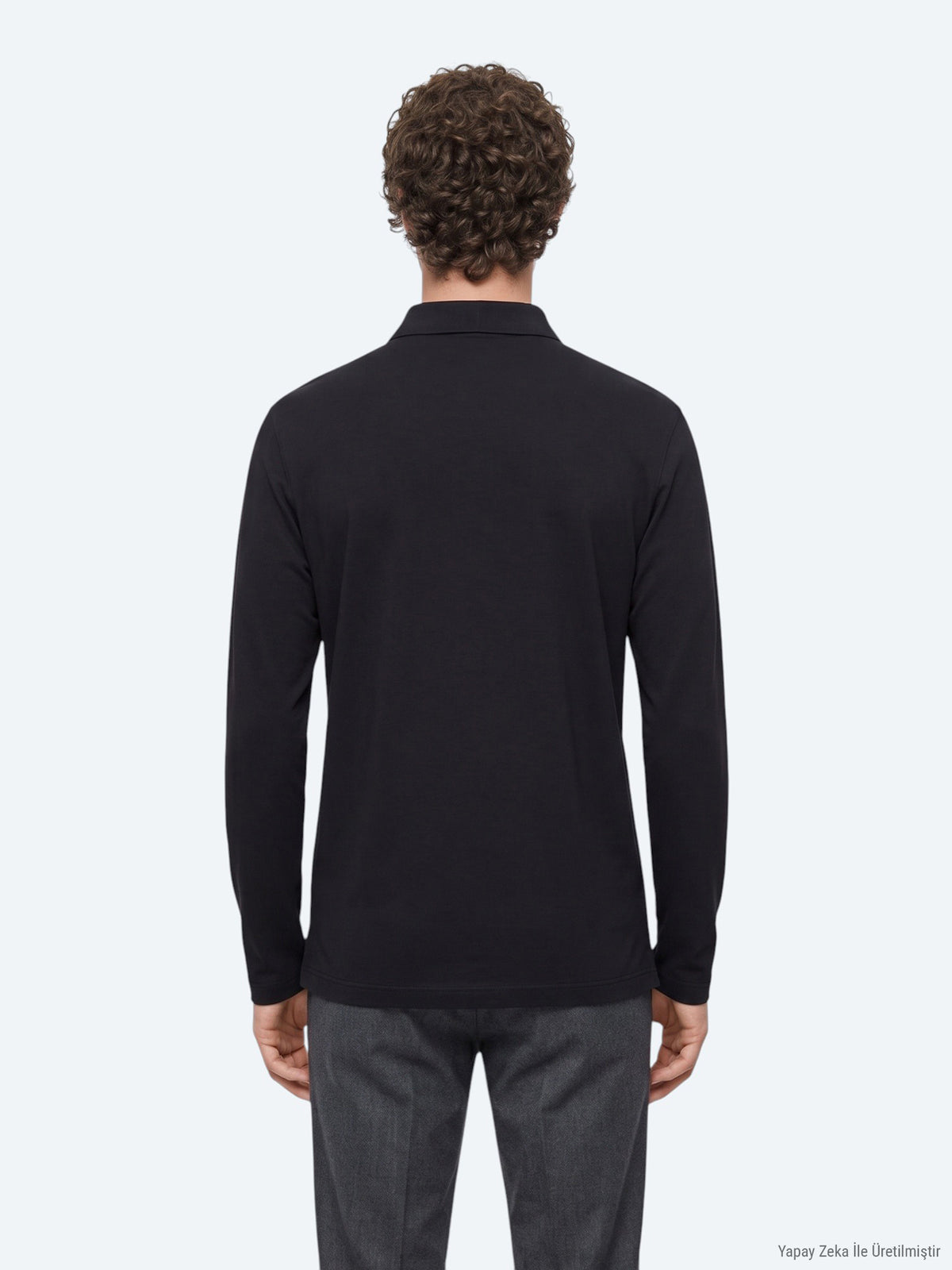 Siyah Düz Polo Yaka %100 Pamuk T-Shirt