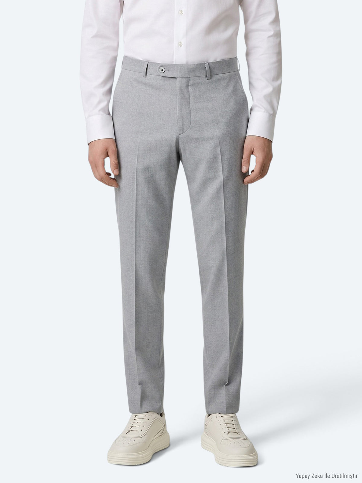Gri Düz Dokuma Fitted Fit Klasik Pantolon