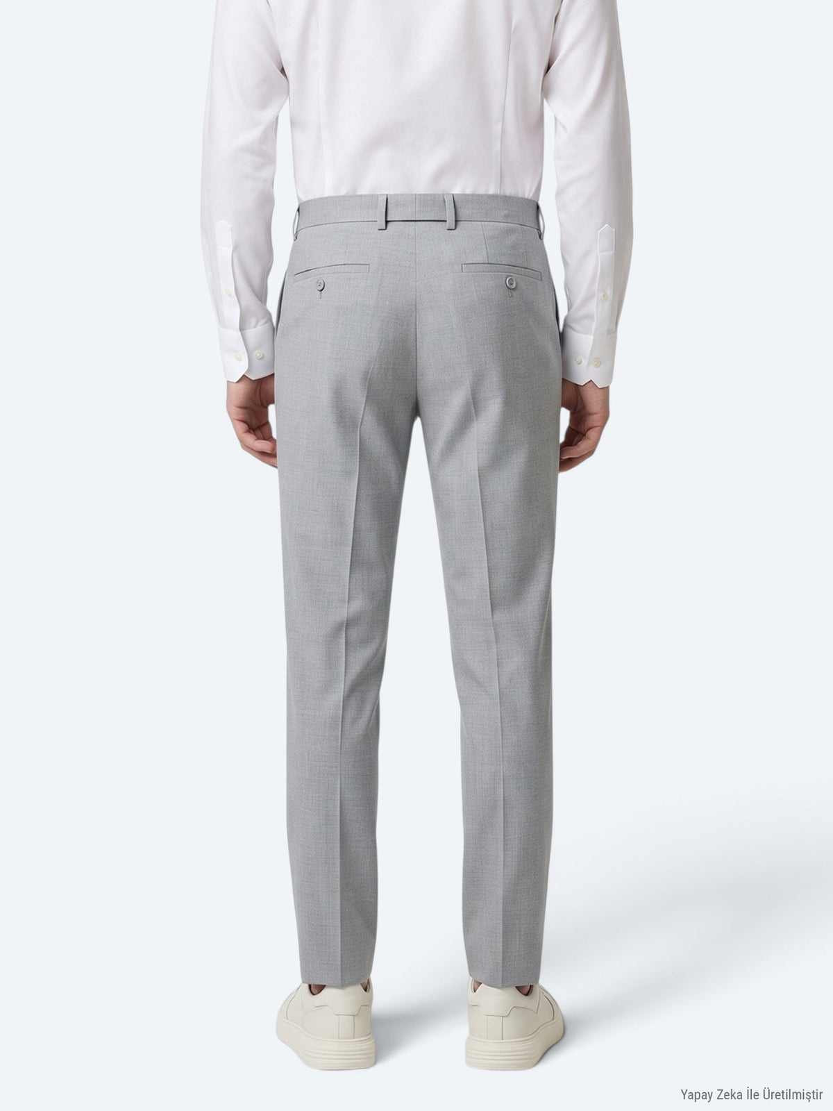 Gri Düz Dokuma Fitted Fit Klasik Pantolon