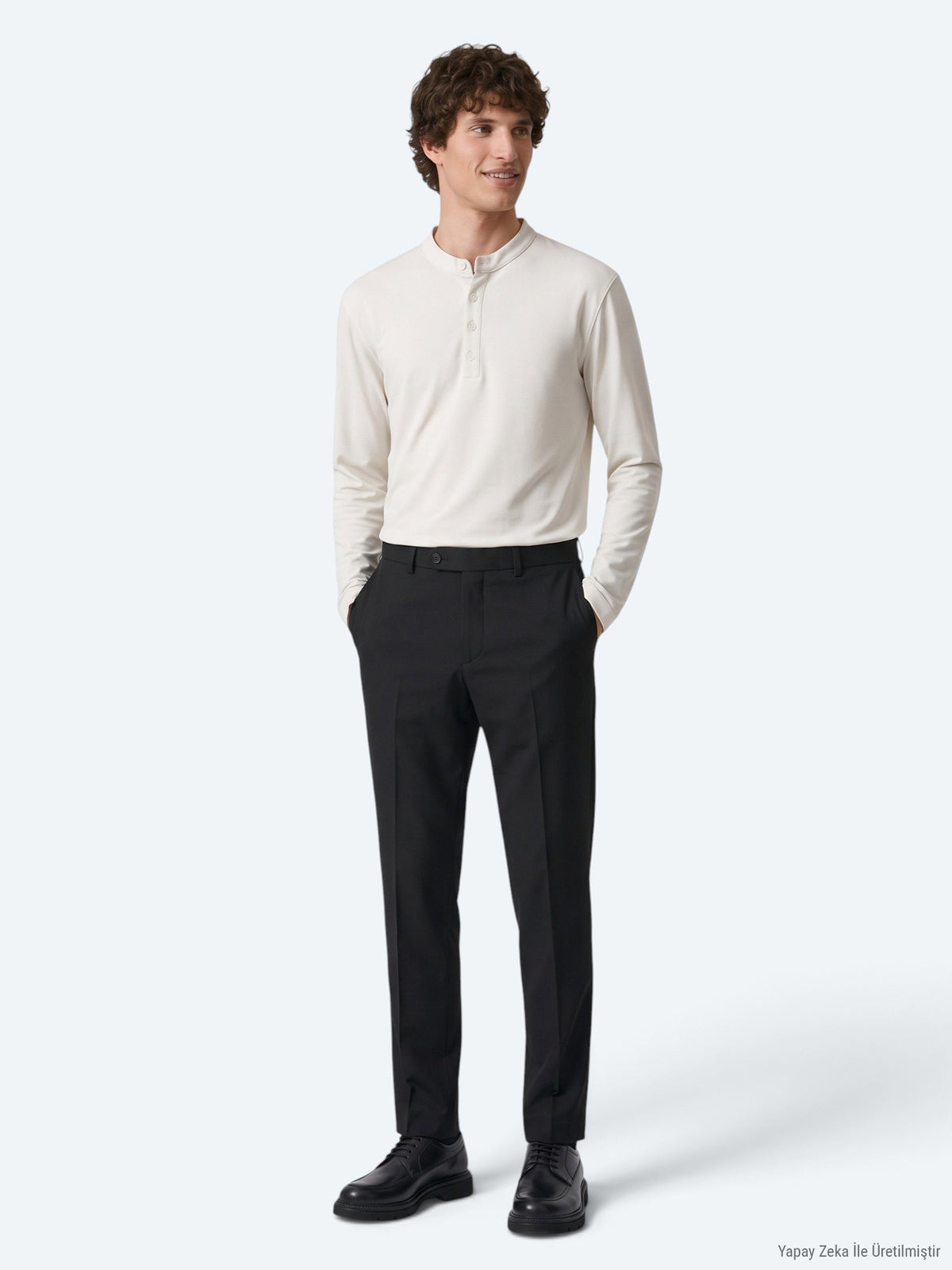 Siyah Düz Dokuma Fitted Fit Klasik Pantolon