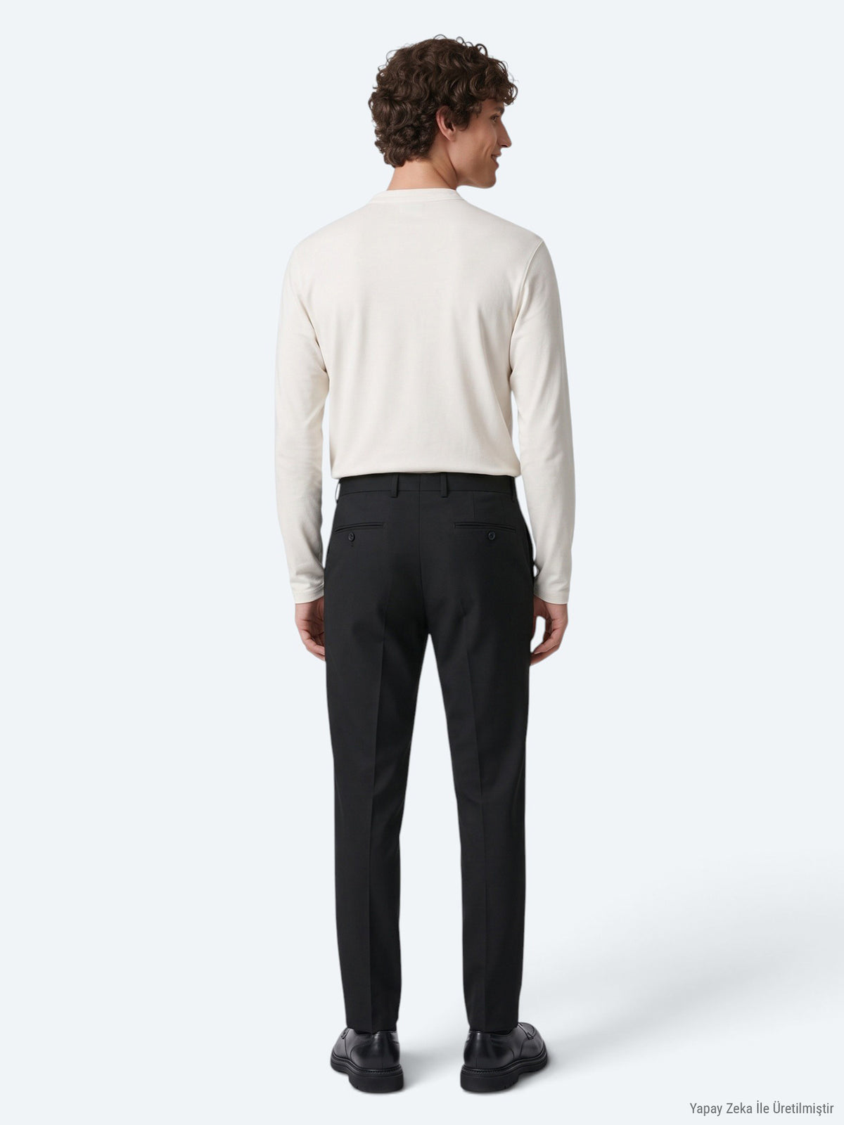 Siyah Düz Dokuma Fitted Fit Klasik Pantolon