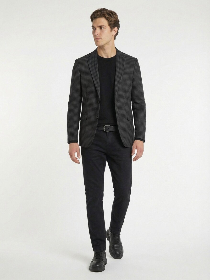 Antrasit Modern Fit Yün Karışımlı Ceket - 3