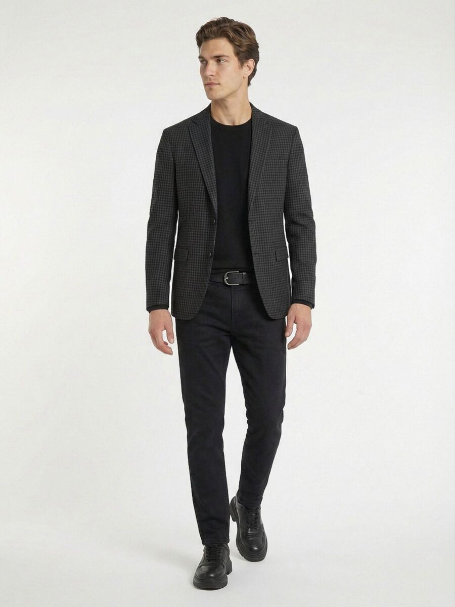 Antrasit Modern Fit Yün Karışımlı Ceket - 3