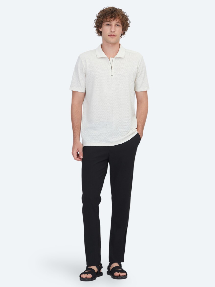 Beige Patterned Cotton Blended T-Shirt - KİP