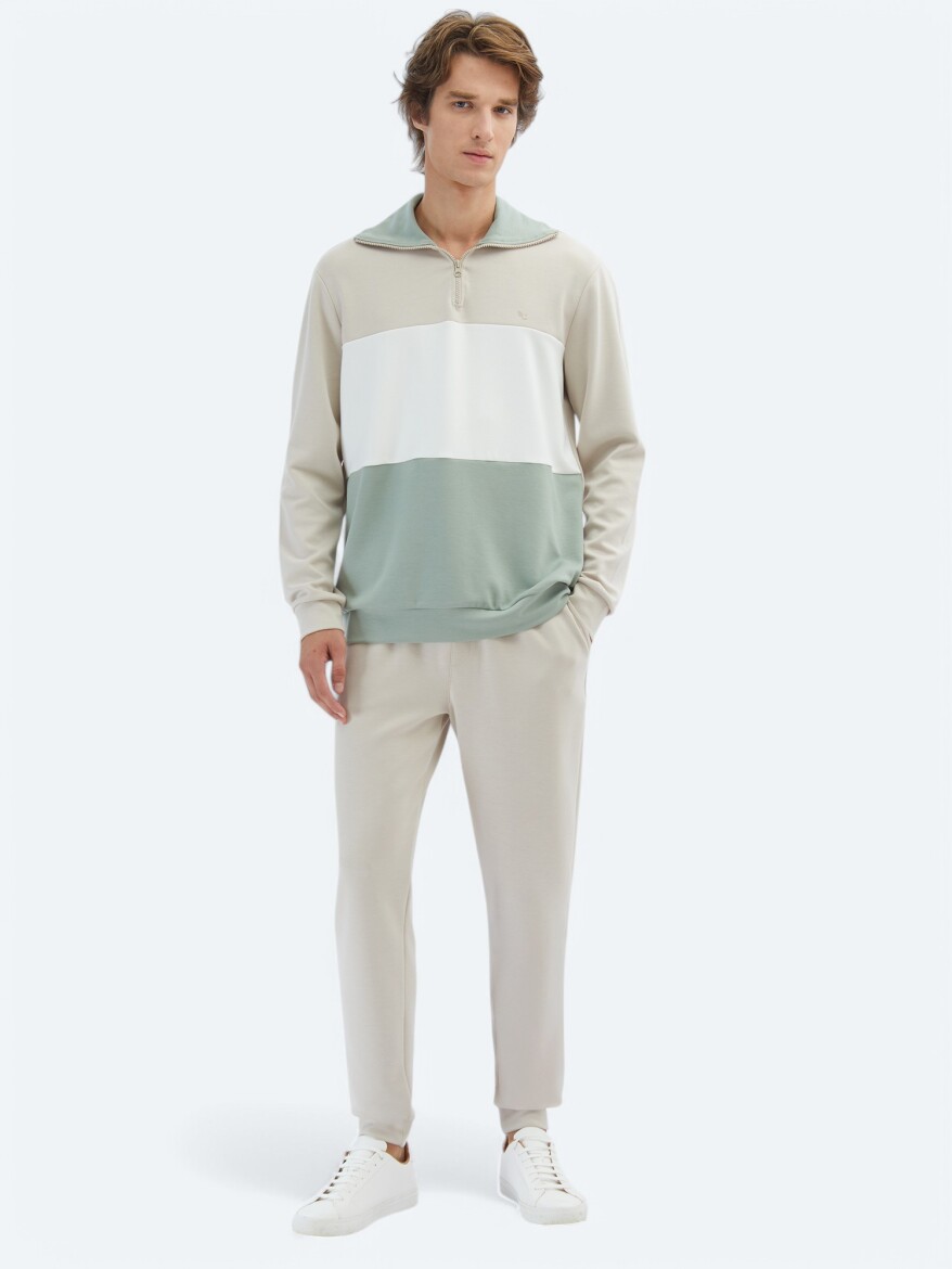 Beige Turtleneck Sweatshirt - KİP