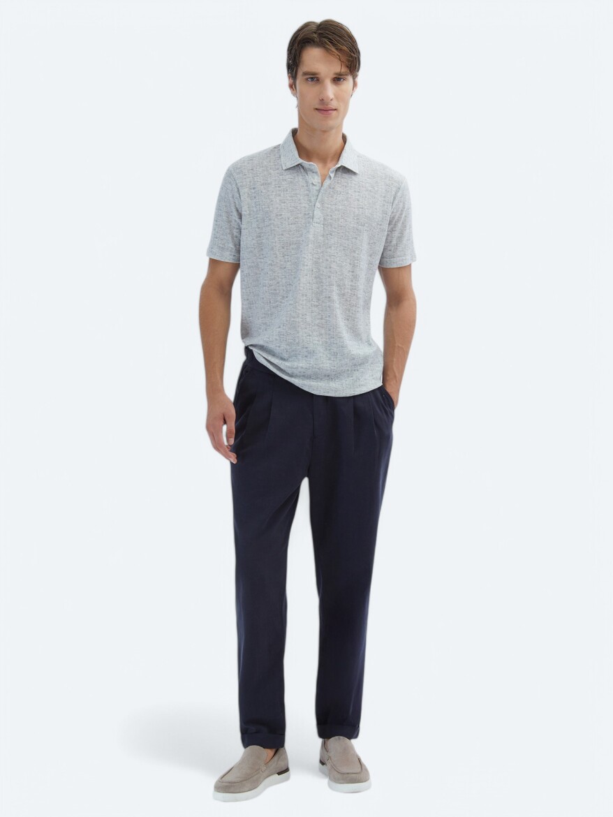 Bej Baskılı Polo Yaka Pamuk Karışımlı T-Shirt - KİP