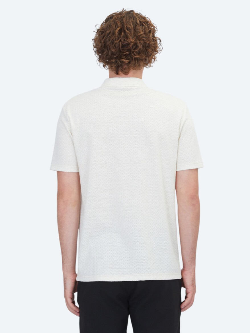 Bej Desenli Pamuk Karışımlı T-Shirt - 5