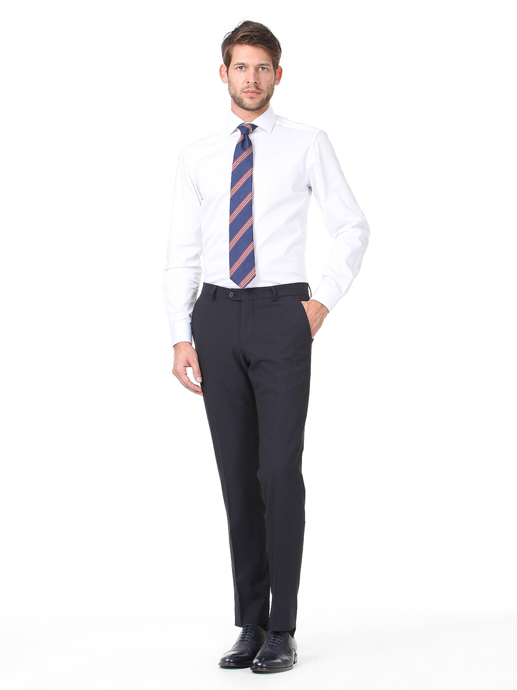 Beyaz Düz Regular Fit Dokuma Klasik %100 Pamuk Gömlek - 3