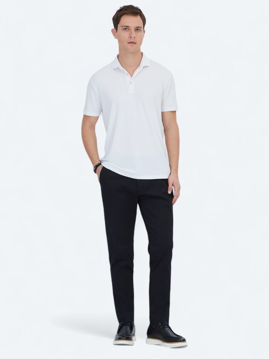 Beyaz Jakarlı Polo Yaka T-Shirt - 2