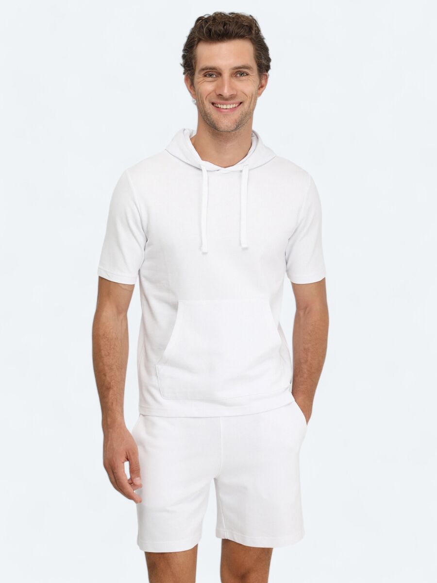 Beyaz Kapüşonlu Sweatshırt - 1