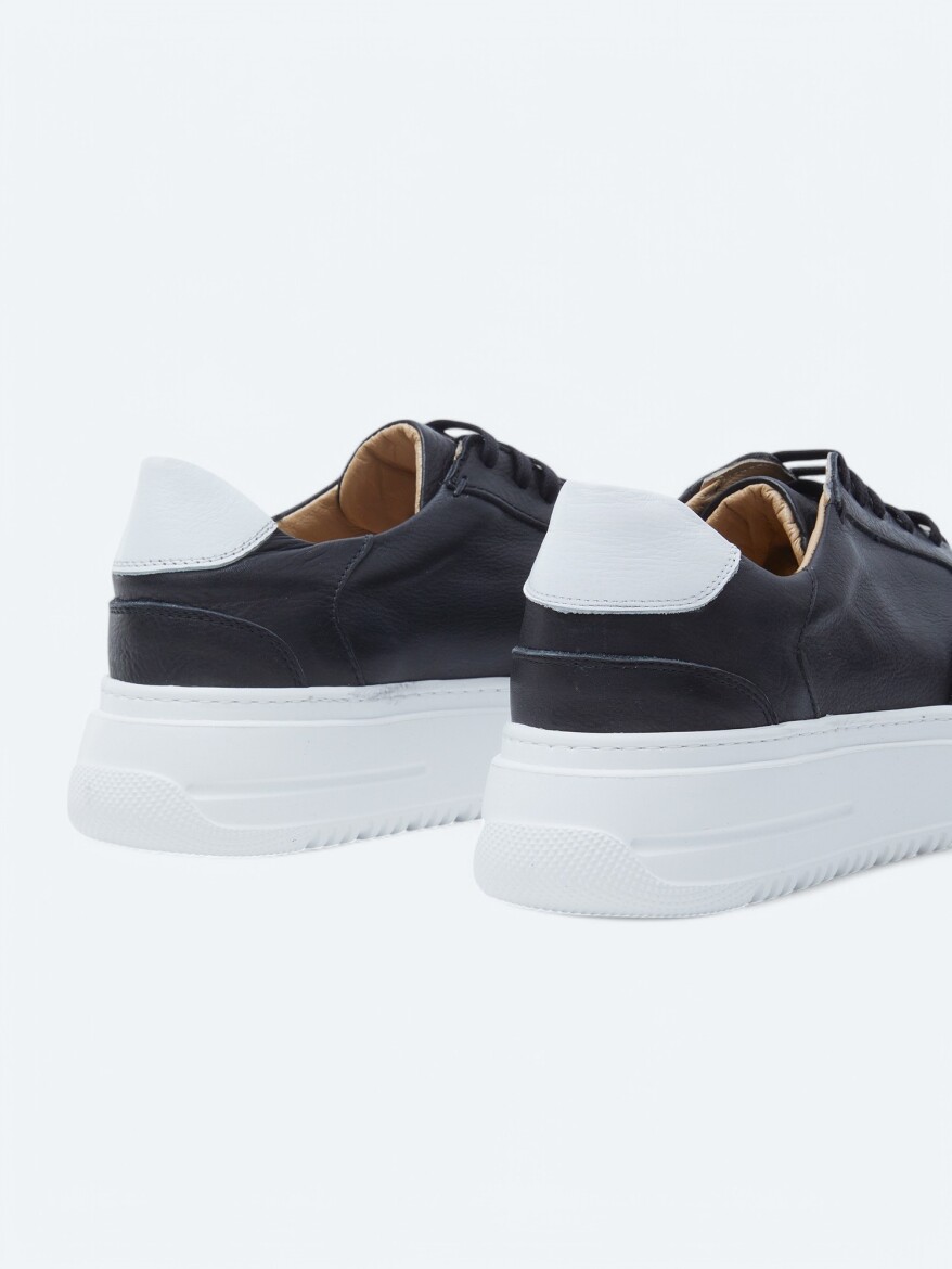 Black Leather Sneaker - 5