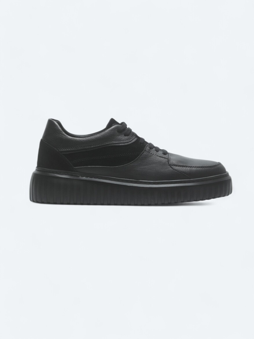 Black Leather Sneaker - 1