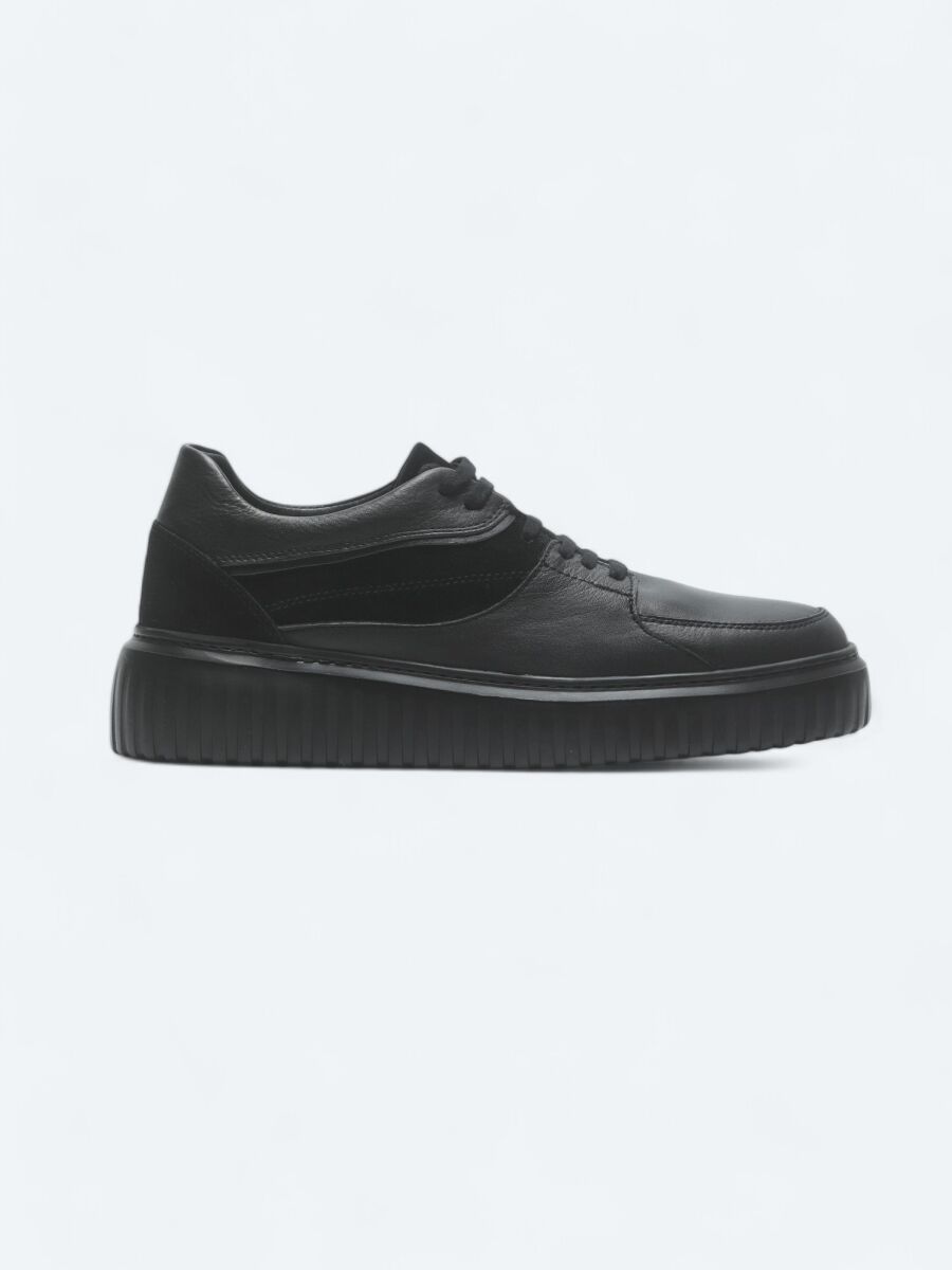 Black Leather Sneaker - 1
