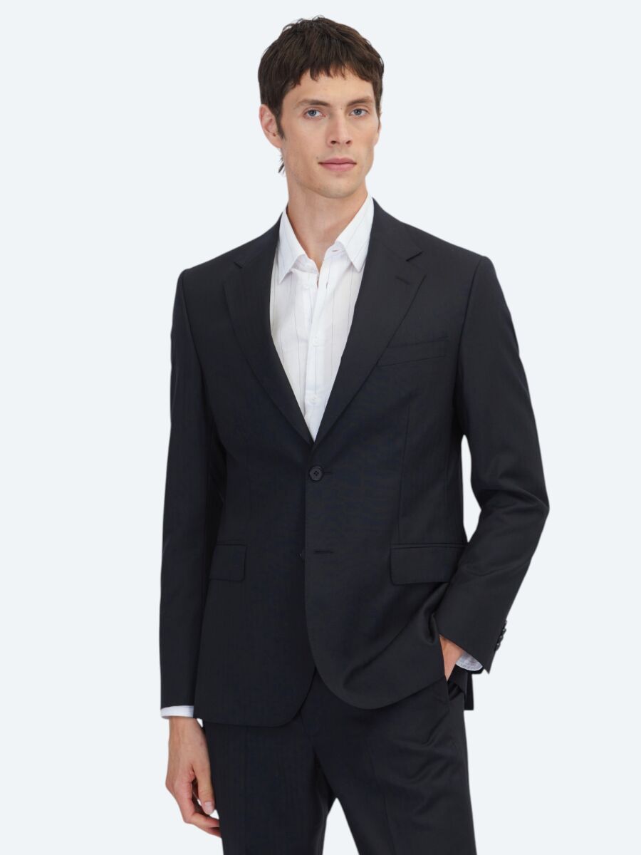 Black Modern Fit 100% Wool Suit - 1