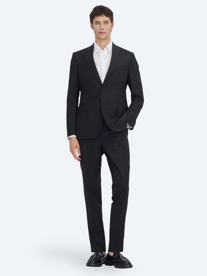 Black Modern Fit 100% Wool Suit - 2