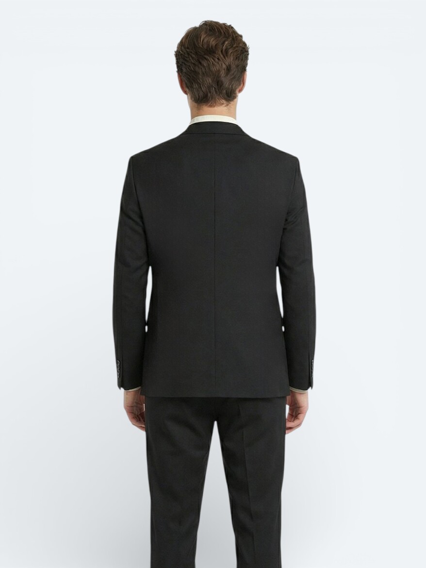 Black Modern Fit Wool Blended Suit - 4