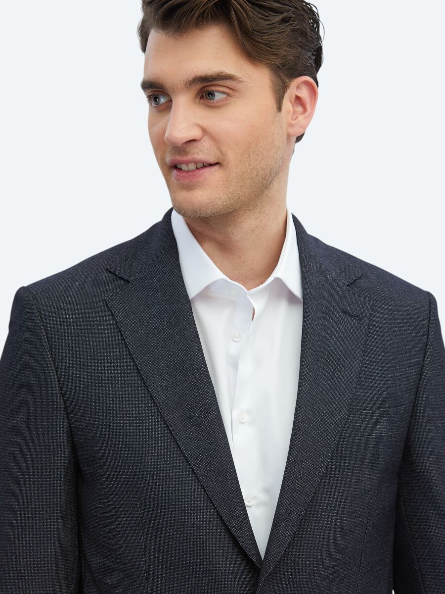 Black Patterned Modern Fit Suit - 3