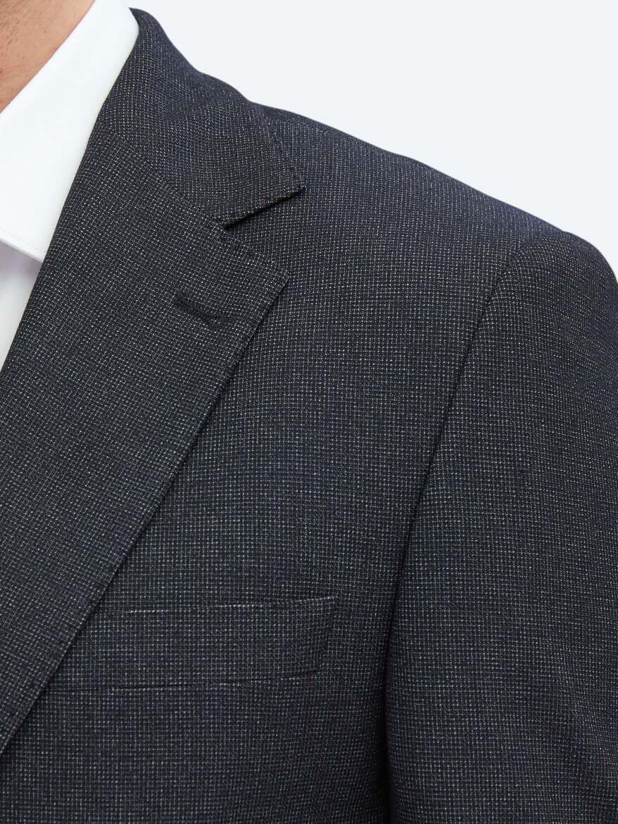 Black Patterned Modern Fit Suit - 4