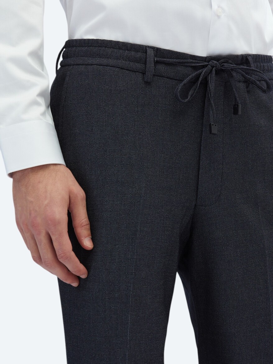 Black Patterned Modern Fit Suit - 5