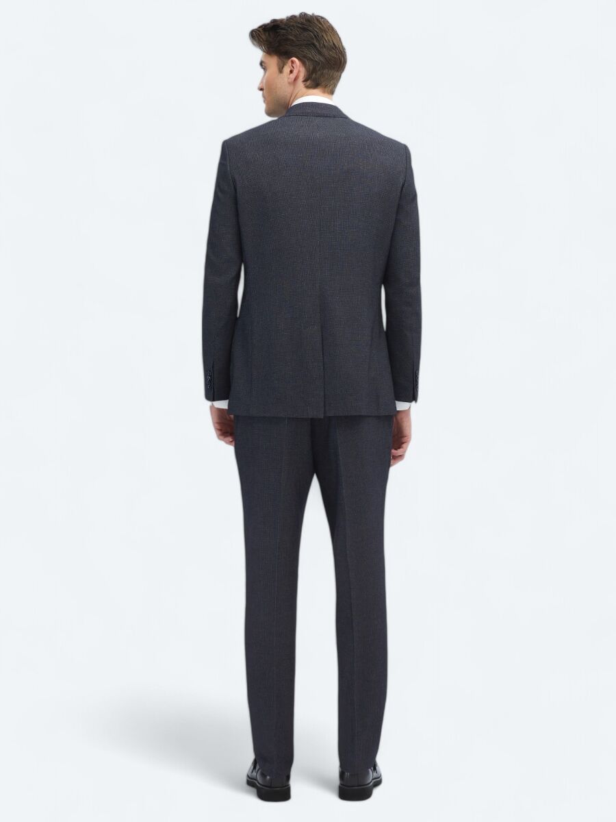 Black Patterned Modern Fit Suit - 6