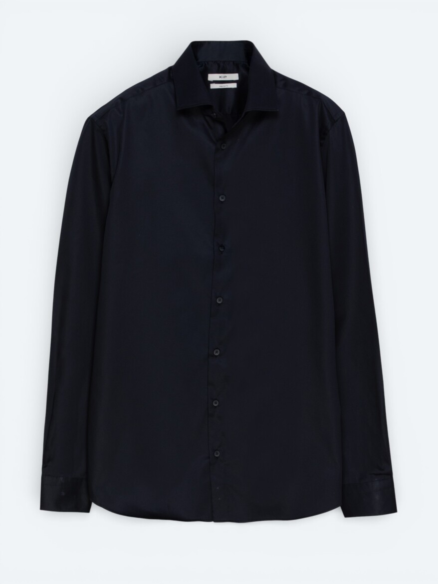 Black Plain Regular Fit Weaving Classical 100% Cotton Shirt - 5